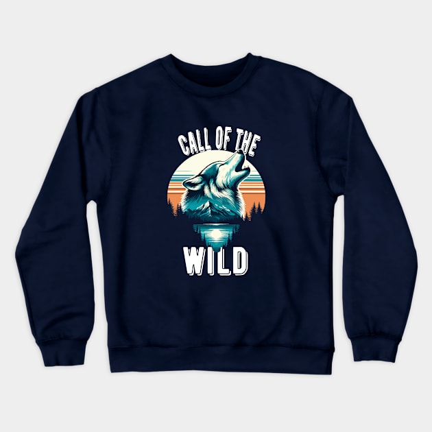 "Echoes of Nature" - Majestic Wolf Design Crewneck Sweatshirt by WEARWORLD